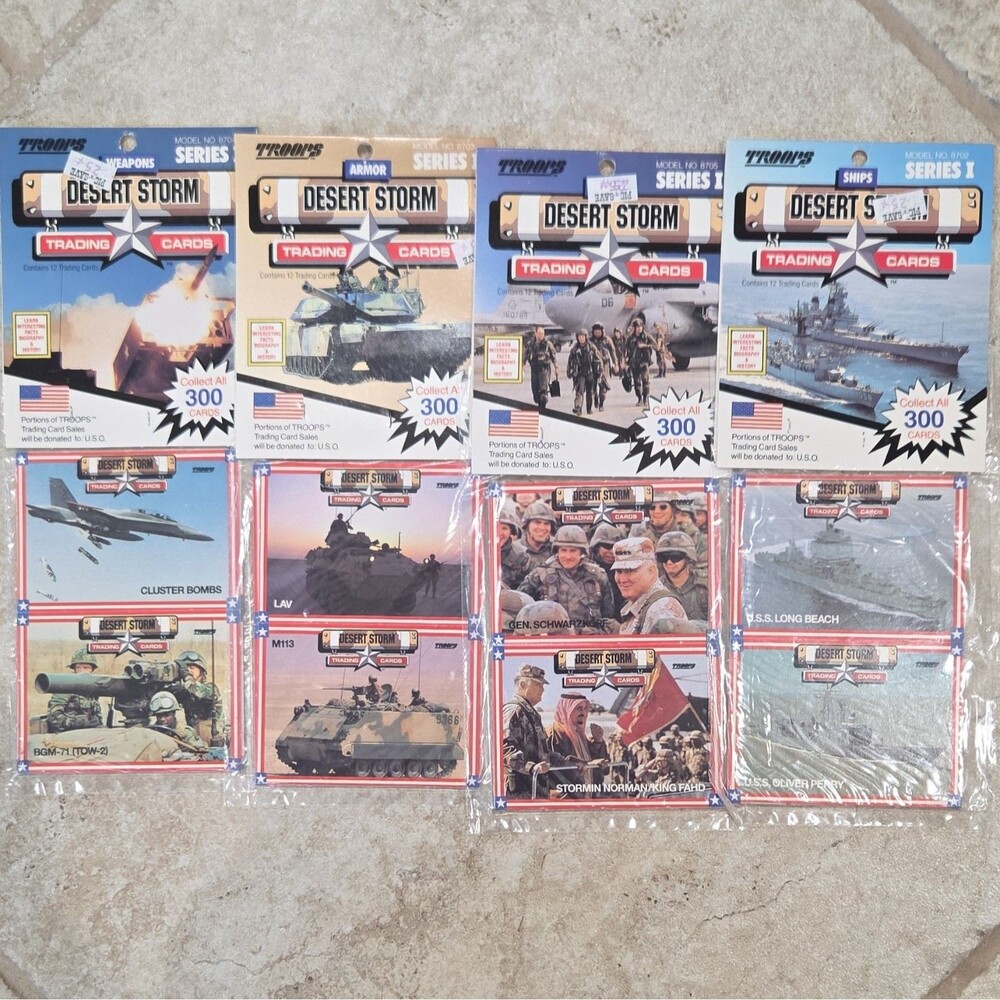 Desert Storm Series I Trading Cards Lot Weapons Armor Ships Gen. Schwarzkopf Ki…